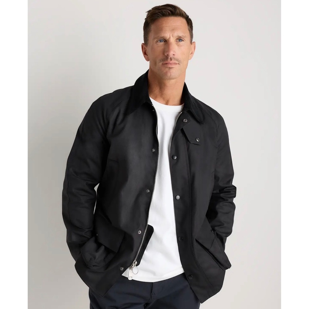 Quince Organic Waxed Cotton Field Jacket Vintage Black Mens Size M‎ LB33127 NEW